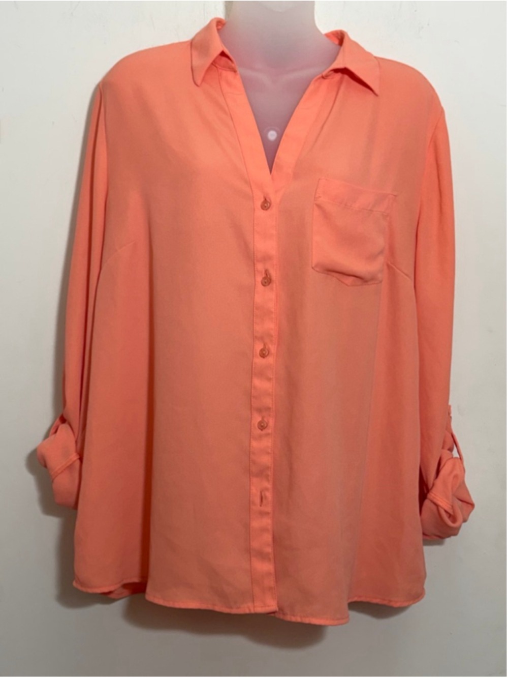 The Limited Peach Roll-Tab Button Down Blouse Size XL